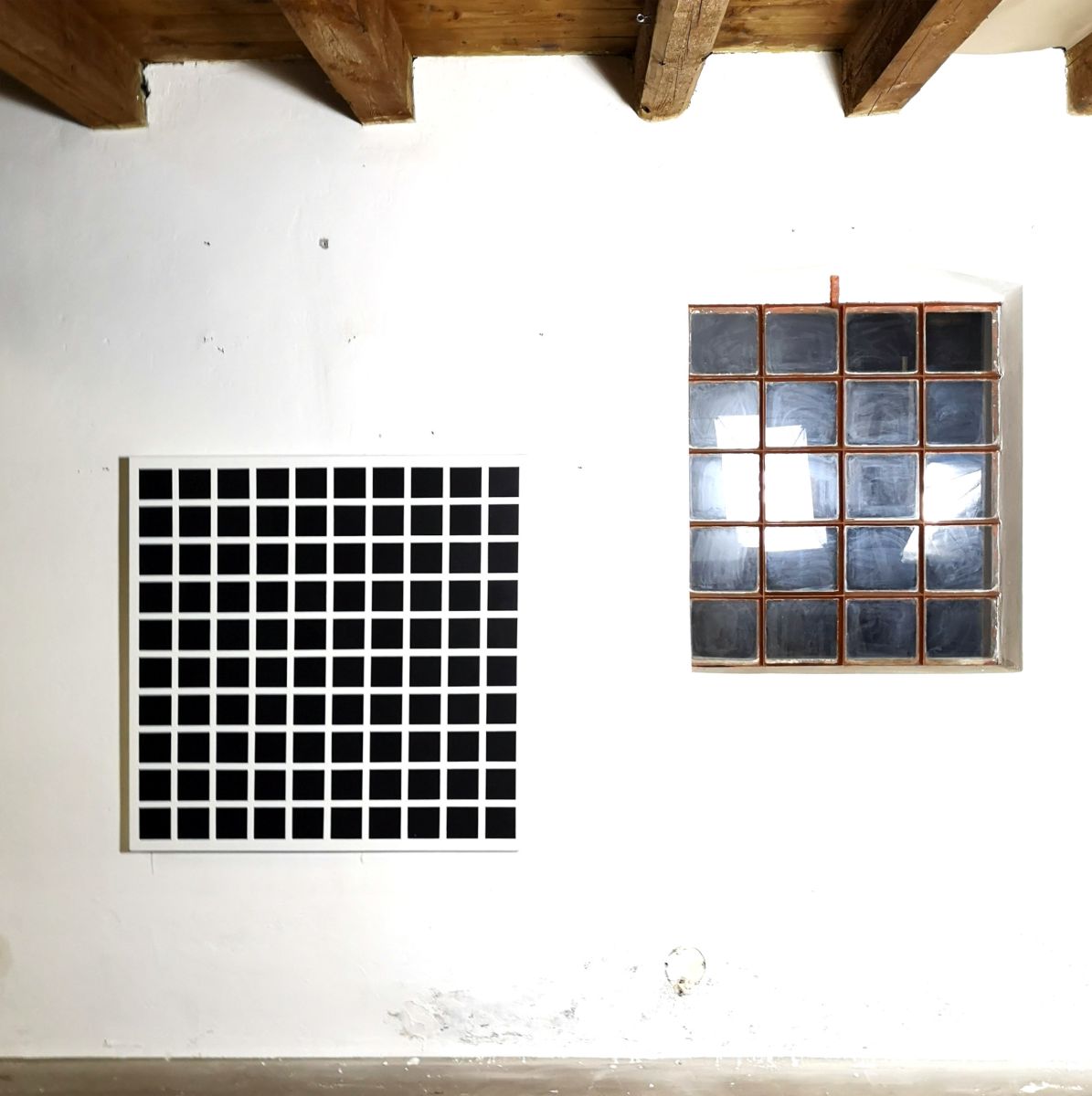 black squares on white ground-christian eder-artworks-paintings-studioshot